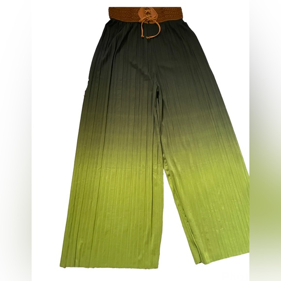 Gradient Greens Boho Palazzo Pants - Picture 2 of 6